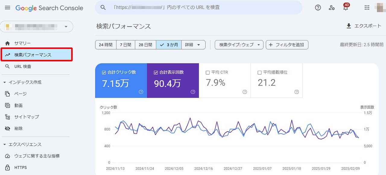 サーチコンソール 検索パフォーマンス